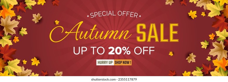 Autumn Sale Background 2023, set of abstract backgrounds with leave frame, autumn sale, landscape banner, posters, cover design templates, social media wallpaper stories