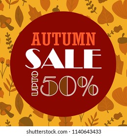 Autumn Sale background, banner, poster or flyer design. Vector illustration with bright beautiful leaves frame