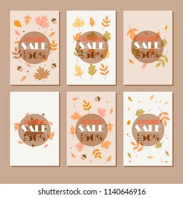 Autumn Sale background, banner, poster or flyer design. Vector illustration with bright beautiful leaves frame
