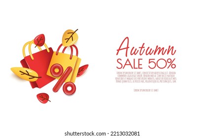Autumn sale background, banner, poster or flyer. Vector illustration with colorful leaves. Template for banner, web poster, flyer, greeting card.