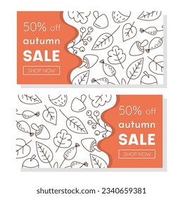 Autumn Sale background, banner, poster or flyer design. Vector illustration with bright beautiful leaves.