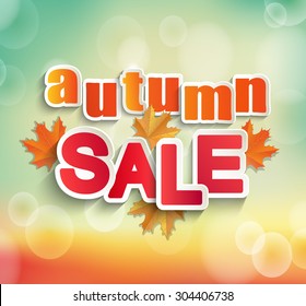 Autumn Sale - background with bokeh. Text design.