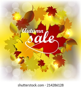 Autumn sale, background with colored leaves/design with place for your content/vector illustration