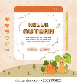 Autumn sale background with cute y2k retro 90s design