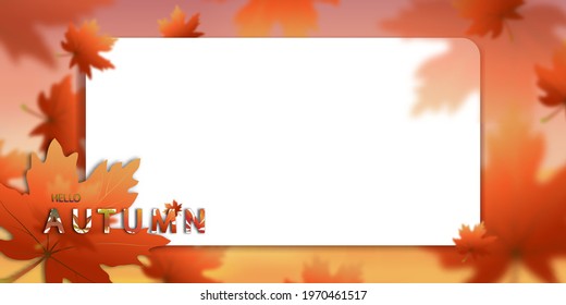 Autumn Sale background decorating with orange leaves,Autumnal backdrop for shopping sale,promo poster or web banner.Vector illustration Fall season template frame leaflet 