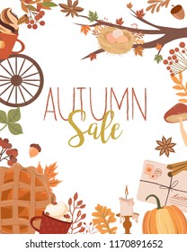 Autumn sale background. Editable vector illustration