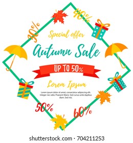 Autumn sale background. Fall sale and autumn offer.