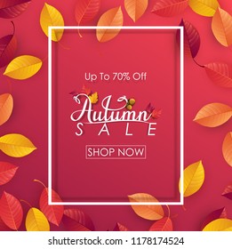 Autumn sale background with falling leaves