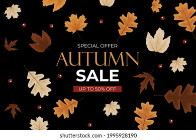 Autumn sale background with falling leaves. Vector Illustration EPS10