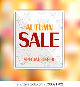 Autumn Sale Background with Falling Autumn Leaves. Banner,card, label. EPS10
