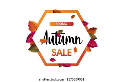 Autumn sale background in frame with leaves for shopping sale or promo.Vector illustration.