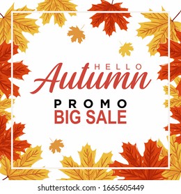 Autumn Sale Background with Hand Drawn Autumn Text and Leaves around it. For Holiday sale Promo, Invitation card and Greeting card