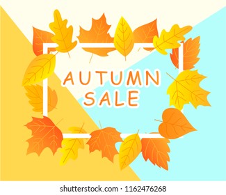 Autumn sale background layout decorate with leaves for shopping	