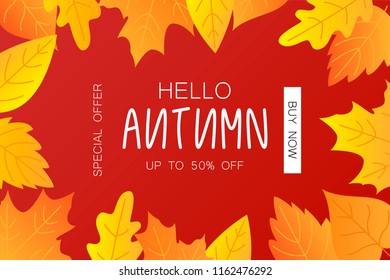 Autumn sale background layout decorate with leaves for shopping	