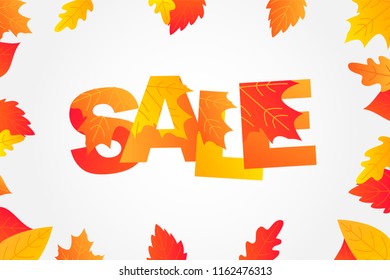 Autumn sale background layout decorate with leaves for shopping	