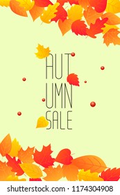 Autumn sale background layout decorate with leaves for shopping