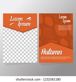 Autumn sale background layout decorate with falling orange silhouette leaf, transparent space for image. design for shopping sale, promo poster, frame leaflet, web banner template