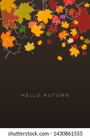 Autumn sale background, layout decorate with leaves of autumn. Poster and frame leaflet or web banner. Vertical vector template.