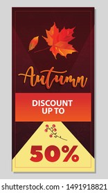 Autumn sale background layout decorate with leaves for shopping sale or promo poster and frame leaflet or web banner.Vector illustration template.