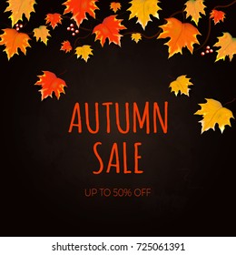 Autumn sale background layout decorate with leaves for shopping sale or promo poster and frame leaflet or web banner. Vector illustration 