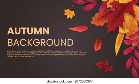 Autumn sale background layout with leaves for sale shopping or promo poster or web banner.Vector illustration template