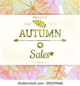 Autumn sale background with leaves. EPS 10 vector file included