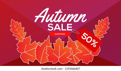 Autumn sale background with maple leaves