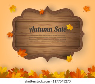 Autumn sale. Autumn background with red, yellow and orange leaves. Vector illustration