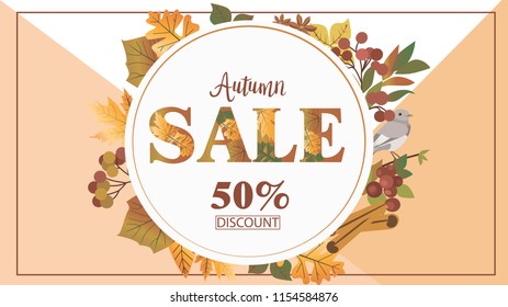 Autumn Sale background, Seasonal web banner template. Editable vector illustration