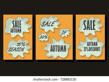 Autumn sale background template. Poster, card, label, banner design set. Layouts for shopping sale or promo poster and frame leaflet or web banner