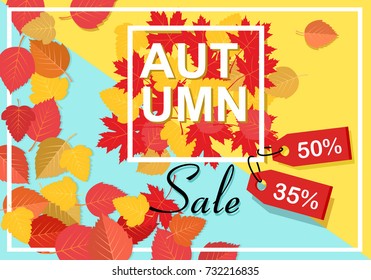 Autumn sale background template. Poster, card, label, banner design set. Layouts for shopping sale or promo poster and frame leaflet or web banner