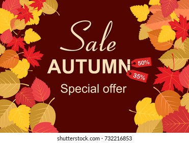 Autumn sale background template. Poster, card, label, banner design set. Layouts for shopping sale or promo poster and frame leaflet or web banner