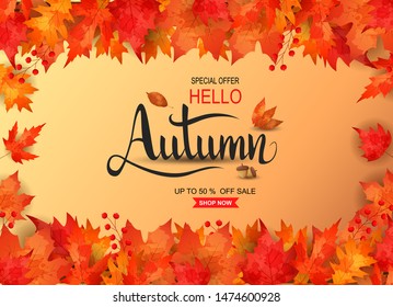 Autumn sale background. vector illustration