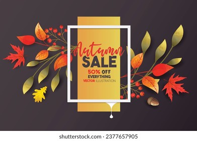 Autumn Sale background. Vector illustration.