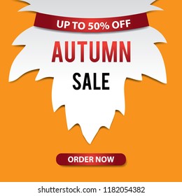 Autumn sale background vector with leave