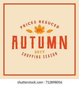 autumn sale badge. discount season typography. card, banner, poster design template. vector illustration