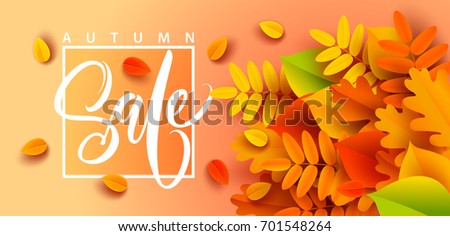 autumn sale banner background fall leaves のベクター画像素材
