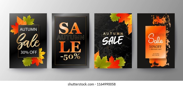 Autumn sale banner, background, flyer design. Fall colorful leaves. 