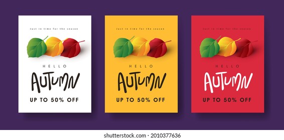 Autumn sale banner background layout decorate with autumn leaves 