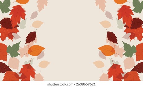 Autumn Sale Banner with Beige Background and Falling Leaves from Both Sides, Ideal for Seasonal Promotions