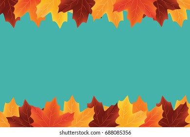Autumn sale banner - border of fallen leaves 