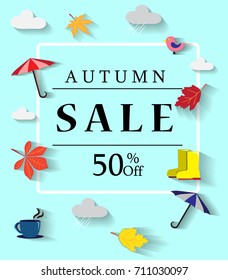 Autumn Sale banner, bright design. Vector eps 10 format