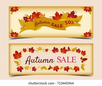 Autumn Sale Banner Collection. Vector illustration