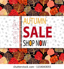 Autumn sale banner with autumn creative background.