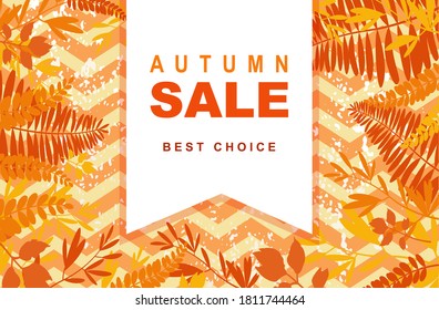 Autumn sale banner design in colorful leaves background. Autumn season shopping promotion. Vector illustration