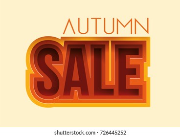 Autumn sale banner design. Elements for poster - special offers, sales and discounts of major boutiques. Volumetric multilayer inscription of sale. Isolated vector image on white background.