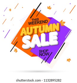 Autumn Sale, banner design template, discount tag, special, offer, app icon, vector illustration