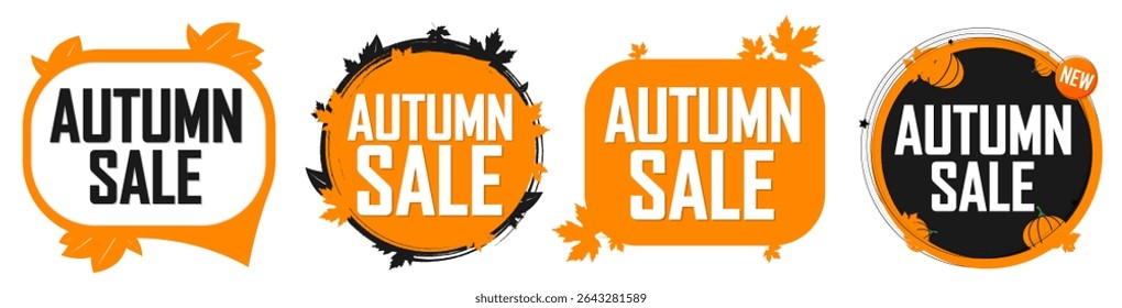 Autumn Sale banner, discount tag 