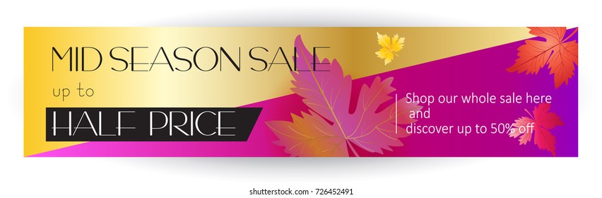Autumn Sale banner. Fall maple leaves, abstract Thanksgiving Holiday background. Vector illustrations