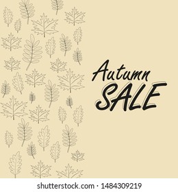 Autumn sale banner, fall season discount poster with falling leaves.   Vector.